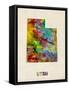 Utah Watercolor Map-Michael Tompsett-Framed Stretched Canvas