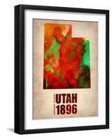 Utah Watercolor Map-NaxArt-Framed Art Print