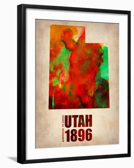 Utah Watercolor Map-NaxArt-Framed Art Print