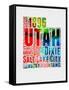 Utah Watercolor Word Cloud-NaxArt-Framed Stretched Canvas