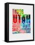 Utah Watercolor Word Cloud-NaxArt-Framed Stretched Canvas
