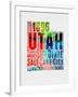 Utah Watercolor Word Cloud-NaxArt-Framed Art Print