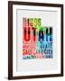 Utah Watercolor Word Cloud-NaxArt-Framed Art Print