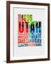 Utah Watercolor Word Cloud-NaxArt-Framed Art Print