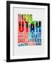 Utah Watercolor Word Cloud-NaxArt-Framed Art Print