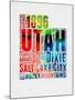 Utah Watercolor Word Cloud-NaxArt-Mounted Art Print