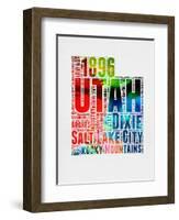 Utah Watercolor Word Cloud-NaxArt-Framed Art Print