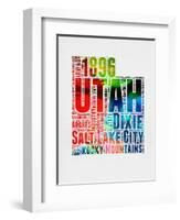 Utah Watercolor Word Cloud-NaxArt-Framed Art Print