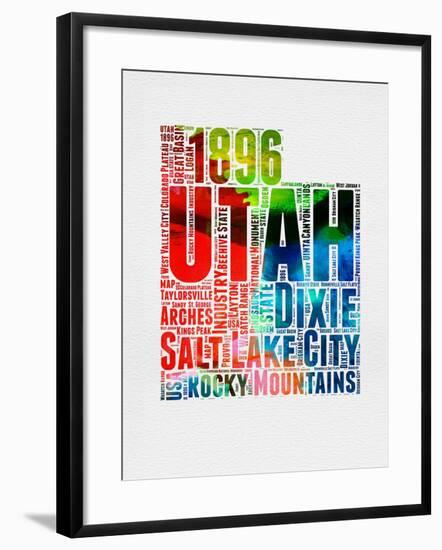 Utah Watercolor Word Cloud-NaxArt-Framed Art Print