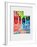 Utah Watercolor Word Cloud-NaxArt-Framed Art Print