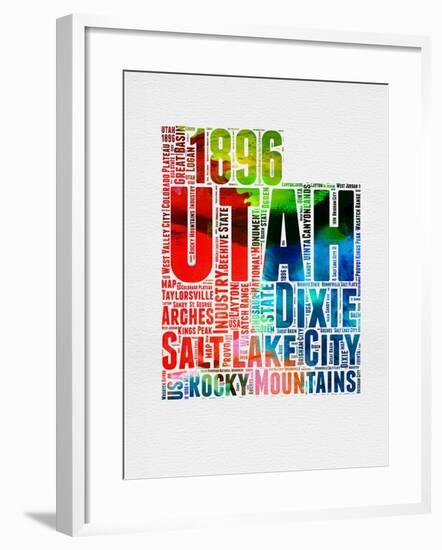 Utah Watercolor Word Cloud-NaxArt-Framed Art Print