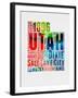 Utah Watercolor Word Cloud-NaxArt-Framed Art Print