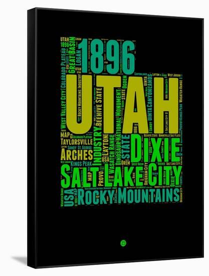 Utah Word Cloud 1-NaxArt-Framed Stretched Canvas