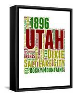 Utah Word Cloud Map-NaxArt-Framed Stretched Canvas