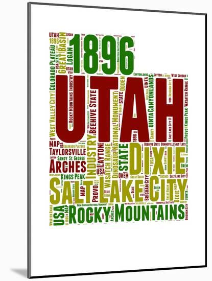 Utah Word Cloud Map-NaxArt-Mounted Art Print