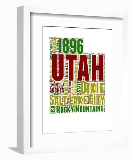 Utah Word Cloud Map-NaxArt-Framed Art Print