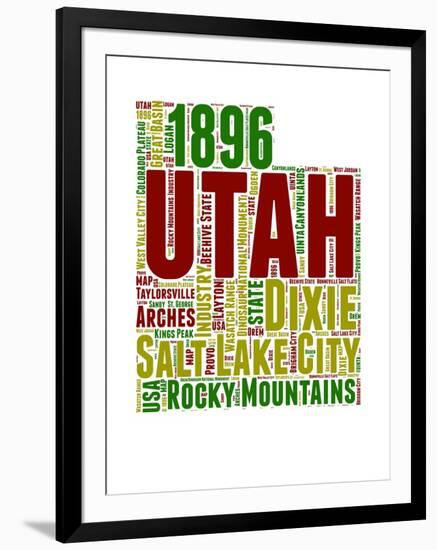 Utah Word Cloud Map-NaxArt-Framed Art Print