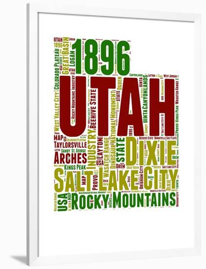 Utah Word Cloud Map-NaxArt-Framed Art Print