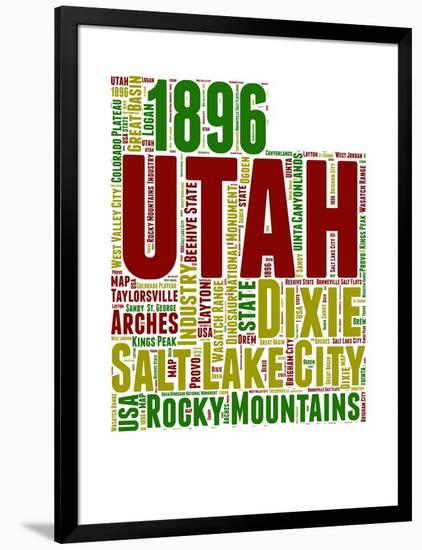 Utah Word Cloud Map-NaxArt-Framed Art Print