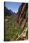 Utah, Zion National Park, Hikers Climbing Up West Rim Trail and Angels Landing-David Wall-Stretched Canvas