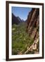 Utah, Zion National Park, Hikers Climbing Up West Rim Trail and Angels Landing-David Wall-Framed Premium Photographic Print