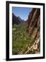 Utah, Zion National Park, Hikers Climbing Up West Rim Trail and Angels Landing-David Wall-Framed Premium Photographic Print