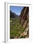 Utah, Zion National Park, Hikers Climbing Up West Rim Trail and Angels Landing-David Wall-Framed Photographic Print