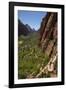 Utah, Zion National Park, Hikers Climbing Up West Rim Trail and Angels Landing-David Wall-Framed Photographic Print