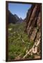 Utah, Zion National Park, Hikers Climbing Up West Rim Trail and Angels Landing-David Wall-Framed Photographic Print