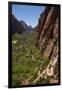 Utah, Zion National Park, Hikers Climbing Up West Rim Trail and Angels Landing-David Wall-Framed Photographic Print