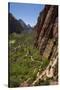 Utah, Zion National Park, Hikers Climbing Up West Rim Trail and Angels Landing-David Wall-Stretched Canvas