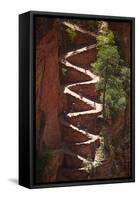 Utah, Zion National Park, Hikers on Walters Wiggles Zigzag-David Wall-Framed Stretched Canvas