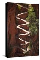 Utah, Zion National Park, Hikers on Walters Wiggles Zigzag-David Wall-Stretched Canvas