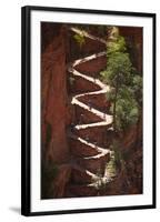 Utah, Zion National Park, Hikers on Walters Wiggles Zigzag-David Wall-Framed Photographic Print