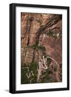 Utah, Zion National Park, Hikers on Zigzag Track in Zion Canyon Up West Rim Trail-David Wall-Framed Photographic Print