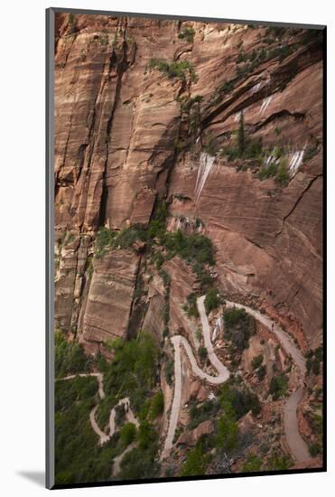 Utah, Zion National Park, Hikers on Zigzag Track in Zion Canyon Up West Rim Trail-David Wall-Mounted Photographic Print