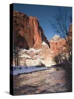Utah, Zion National Park, Landscape by the North Fork Virgin River, Winter, USA-Walter Bibikow-Stretched Canvas