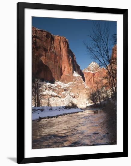 Utah, Zion National Park, Landscape by the North Fork Virgin River, Winter, USA-Walter Bibikow-Framed Photographic Print