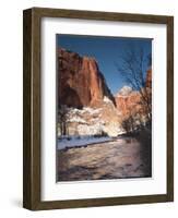 Utah, Zion National Park, Landscape by the North Fork Virgin River, Winter, USA-Walter Bibikow-Framed Photographic Print