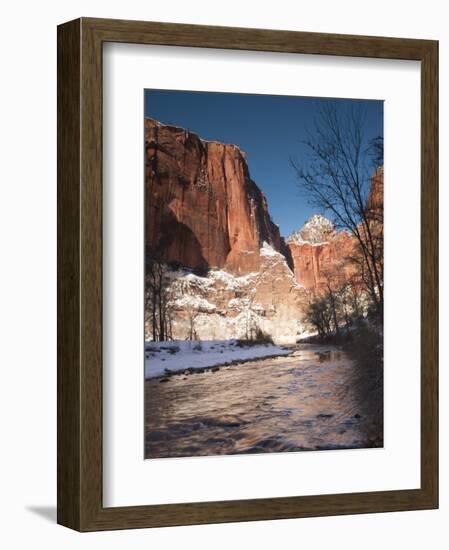 Utah, Zion National Park, Landscape by the North Fork Virgin River, Winter, USA-Walter Bibikow-Framed Photographic Print