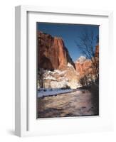 Utah, Zion National Park, Landscape by the North Fork Virgin River, Winter, USA-Walter Bibikow-Framed Photographic Print