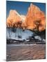 Utah, Zion National Park, Mountain Sunrise by the North Fork Virgin River, Winter, USA-Walter Bibikow-Mounted Photographic Print