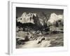 Utah, Zion National Park, Mountain Sunrise by the North Fork Virgin River, Winter, USA-Walter Bibikow-Framed Photographic Print