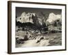 Utah, Zion National Park, Mountain Sunrise by the North Fork Virgin River, Winter, USA-Walter Bibikow-Framed Photographic Print