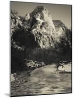 Utah, Zion National Park, Mountain Vista and North Fork Virgin River by Emerald Pools Area, USA-Walter Bibikow-Mounted Photographic Print