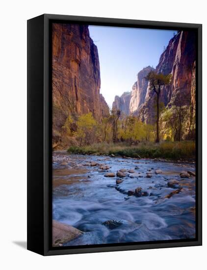 Utah, Zion National Park, the Narrows of North Fork Virgin River, USA-Alan Copson-Framed Stretched Canvas