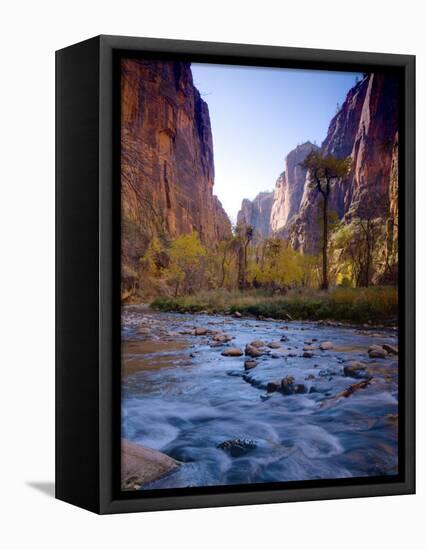 Utah, Zion National Park, the Narrows of North Fork Virgin River, USA-Alan Copson-Framed Stretched Canvas