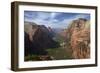 Utah, Zion National Park, View from Top of Angels Landing into Zion Canyon-David Wall-Framed Photographic Print