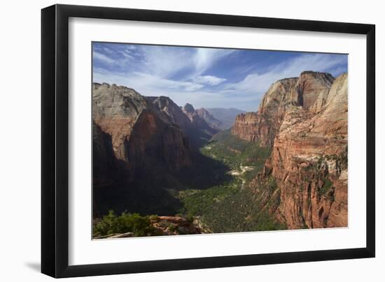 Utah, Zion National Park, View from Top of Angels Landing into Zion Canyon-David Wall-Framed Photographic Print