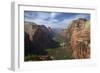 Utah, Zion National Park, View from Top of Angels Landing into Zion Canyon-David Wall-Framed Photographic Print